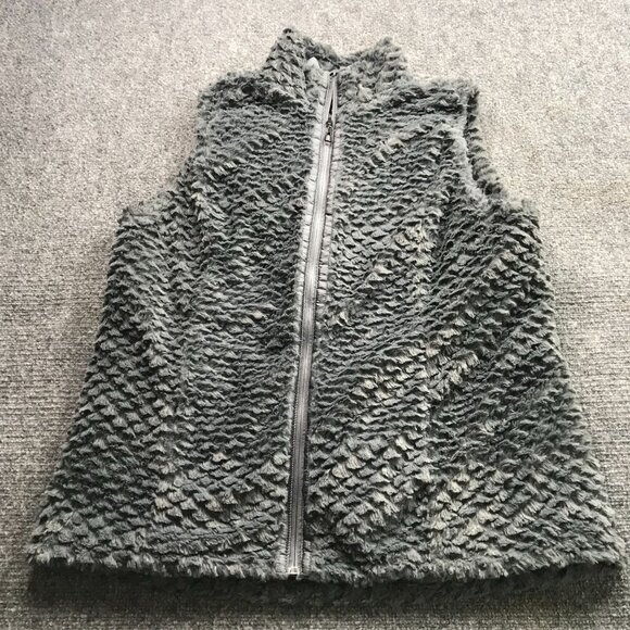 D&Co Vest Womens Medium‎ Gray Quilted Reversible Vest Faux Fur & Nylon Blend - Picture 2 of 11
